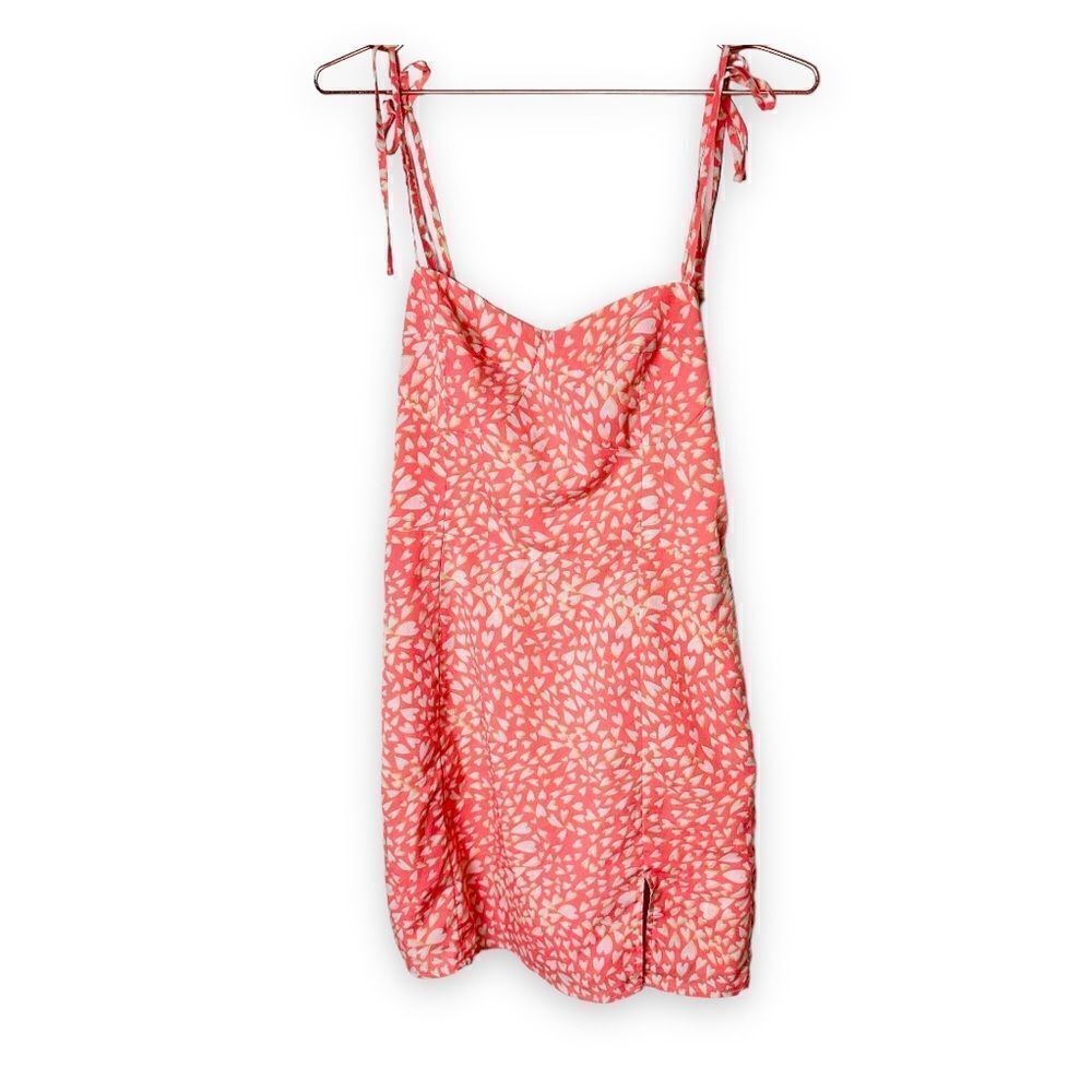 NWOT ANGL Acoa Pink Hearts Printed Mini Dress Small